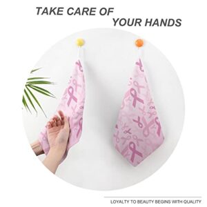 Pink Breast Cancer Awareness Bathroom Hand Towels Decorative Set Cute Highly Absorbent Face Towels for Kitchen One Size