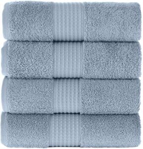 maura basics performance hand towels with hanging loop. 16”x30” american standard towel size. soft, durable, long lasting and absorbent 100% turkish cotton bath towels set for bathroom