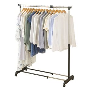 doshisha sshs-90bk hanger rack, vertical and horizontal expanding, single, black, width 35.8 - 48.8 x depth 17.5 x height 35.4 - 61.6 inches (91 - 124 x 44.5 x 90 - 156 cm)