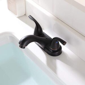 PARLOS 2-Handle Low Arc Bathroom Sink Faucet with Metal Pop Up Drain & Supply Lines, Oil Rubbed Bronze, Cupc NSF Lead-Free Certified, 13590