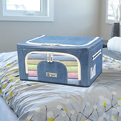 Storage Bins, Foldable,Stackable Clothes Storage Bags,clothes organizer,for Clothes With Large Clear Window Carry Handles, for Bedding, Linen, Clothes (24 L 1 Pack)