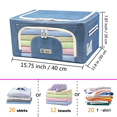 Storage Bins, Foldable,Stackable Clothes Storage Bags,clothes organizer,for Clothes With Large Clear Window Carry Handles, for Bedding, Linen, Clothes (24 L 1 Pack)