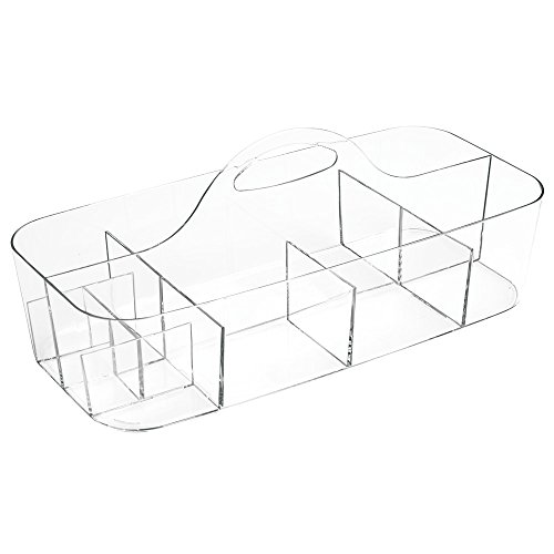 iDesign Clarity Cosmetic Organizer Tote for Vanity Cabinet to Hold Makeup, Beauty Products - Clear 14.5" x 7" x 5.75"