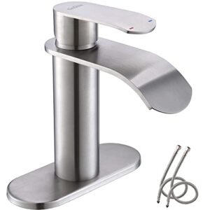 gnixne bathroom sink faucet waterfall bathroom faucet brushed nickel bathroom faucets suitable for 1 or 3 hole faucet for bathroom sink with 4-inch deck plate