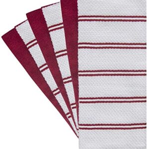 Kitchen Hand Towels 16"x 28" | Red Popcorn Gird Design | Kitchen Towel Set | Soft, Highly Absorbent with Hanging Loop | Natural Ring Spun Cotton Kitchen Towel | Large Tea Towel Set | 380 GSM - 6 Pack