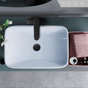 SOKA Brass Bathroom Faucet Matte Black Bathroom Sink Faucet Black with Pop-up Sink Drain Stopper & Deck Plate 1 or 3 Hole Bathroom Faucet Single Handle Bathroom Faucet Single Hole RV Bathroom Faucet