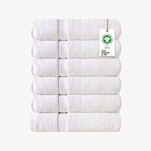 A1 HOME COLLECTIONS 100% Organic Cotton Towels 700 GSM Plush Feather Touch Quick Dry Wash Cloth, Pack of 6 GOTS Certified, Oeko-Tex Green Certified, Organic Cotton Wash Cloth 13"X13" (White)