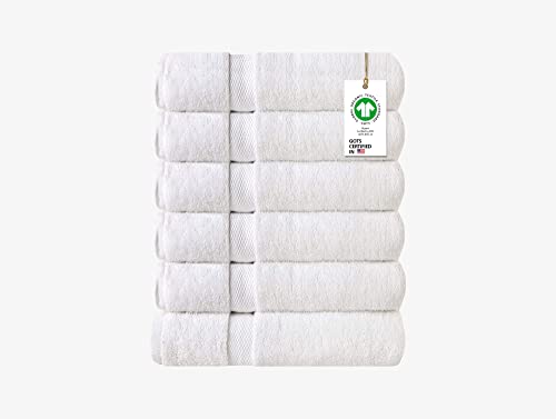 A1 HOME COLLECTIONS 100% Organic Cotton Towels 700 GSM Plush Feather Touch Quick Dry Wash Cloth, Pack of 6 GOTS Certified, Oeko-Tex Green Certified, Organic Cotton Wash Cloth 13"X13" (White)