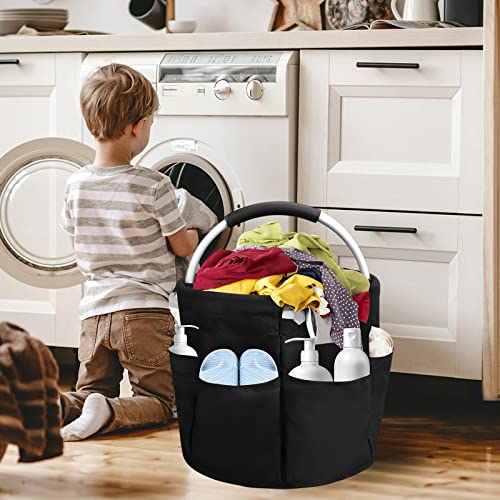 Black Shower Caddy Portable with 8 Pockets,Large Capacity Travel Shower Caddy Bag for Bathroom College Dorm Room Beach