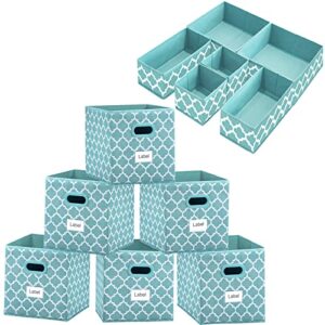 cube storage bins 11x11 inches and clothes drawer organizer(blue)