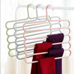 reusable plastic five-layer s-shaped trouser clip multifunctional anti-skid pants hanger suitable for home use white nice and fashion