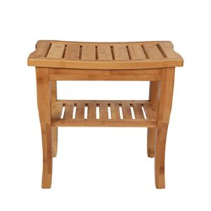 kinsuite bamboo shower bench and bath chair seat corner shower stool for indoor & outdoor