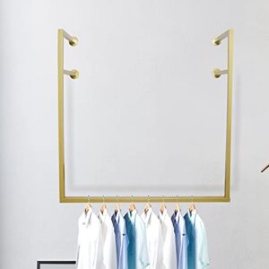 TBVECHI Simple Houseware Commercial Grade Clothing Garment Rack, Heavy Duty Detachable Wall Mounted Gold Garment Bar, F-Shaped Shelf Wedding Dress Organization