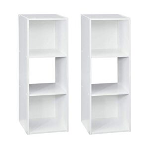 closetmaid home stackable 3-cube cubeicals organizer storage, white (2 pack)