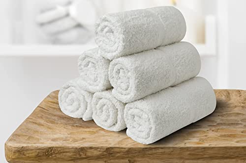 Textila Cotton White Hand Towels for Bathroom Size 16x26 Inch Bathroom Hand Towels Pack of 12 Gym Towels Ultra Soft Face Towel Highly Absorbent Hair Salon Towels.