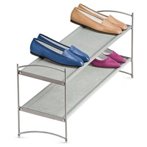 lynk vela stackable shoe shelves 2 tier - shoe rack shelf - platinum