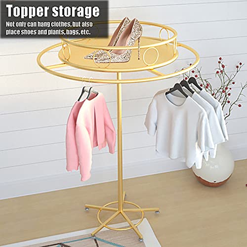 QQXX Metal Clothing Rack with Round Topper,Freestanding Round Clothes Rack,Rotating Clothes Display Rack for Hanging Apparel,Height Adjustable Garment Rack with Wheels for Hanging Clothes Coats