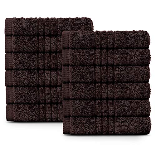 Lavish Touch 12 Pack Wash Cloth Set | 100% Ringspun Cotton , Lightweight and Highly Absorbent Quick Drying Towels, Perfect for Daily Use (Grey)