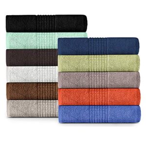 Lavish Touch 12 Pack Wash Cloth Set | 100% Ringspun Cotton , Lightweight and Highly Absorbent Quick Drying Towels, Perfect for Daily Use (Grey)