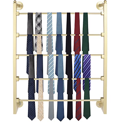 5 Tier Retail Display Tie & Scarf Rack,Towel & Belt &Ribbon Organizer Rack Hanging Bar,Wall Mount Tie Rack Scarves Rack, Towel Rack, Pants Belt Rack, Necktie Holder, for Home Clothing Retail Store