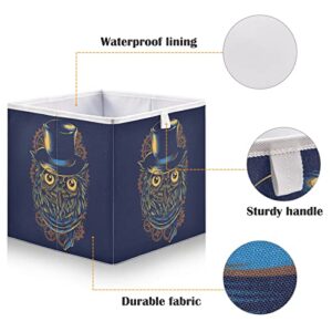 Steampunk Owl Storage Baskets for Shelves Foldable Collapsible Storage Box Bins with Cube Closet Organizers for Pantry Toys, Clothes, Books in Closet and Shelf,16 x 11inch