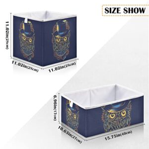 Steampunk Owl Storage Baskets for Shelves Foldable Collapsible Storage Box Bins with Cube Closet Organizers for Pantry Toys, Clothes, Books in Closet and Shelf,16 x 11inch