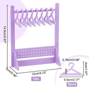 PH PandaHall 64 Holes Acrylic Earring Holder Rack with Mini Hangers, Unique Earring Closet Ear Studs Display Rack Earrings Organizer for Retail Show Personal Exhibition for Women, Purple