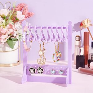 PH PandaHall 64 Holes Acrylic Earring Holder Rack with Mini Hangers, Unique Earring Closet Ear Studs Display Rack Earrings Organizer for Retail Show Personal Exhibition for Women, Purple