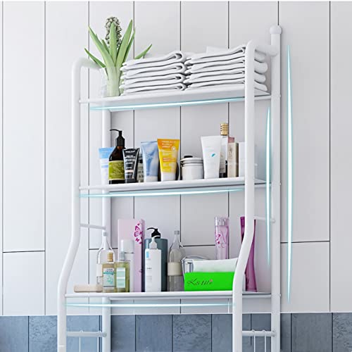 JOCHER 3-Tier Over The Toilet Storage Rack, Multifunctional Bathroom Organizer Over Toilet Shelf,Stable Freestanding Toilet Rack Storage Shelves, Space Saver,Metal,19.7" W x 9.85" D x 60" H(White)