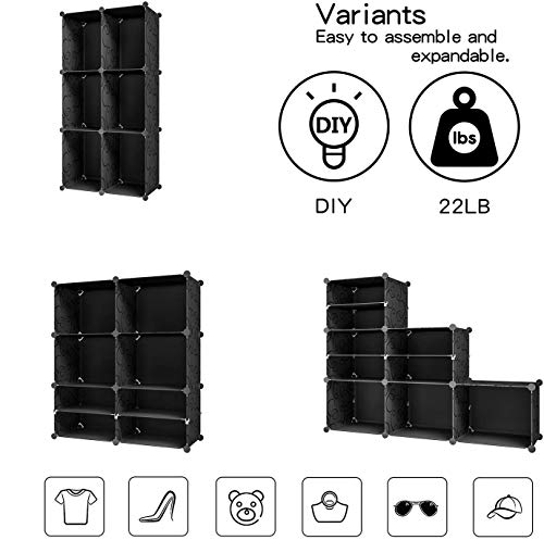 KOUSI Portable Shoe Rack Organizer 24 Pair Tower Shelf Storage Cabinet Stand Expandable for Heels, Boots, Slippers， 6 Tier Black