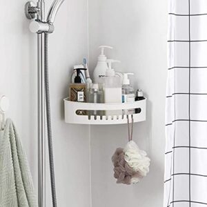 LEVERLOC Corner Shower Caddy Suction Cup And NO-Drilling Removable Shower Caddy Suction Cup Bathroom Shower Shelf Heavy Duty Max Hold 22lbs Caddy Organizer Shower Corner Rack for Bathroom & Kitchen