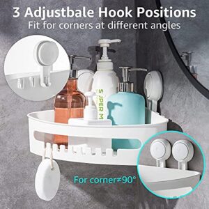 LEVERLOC Corner Shower Caddy Suction Cup And NO-Drilling Removable Shower Caddy Suction Cup Bathroom Shower Shelf Heavy Duty Max Hold 22lbs Caddy Organizer Shower Corner Rack for Bathroom & Kitchen