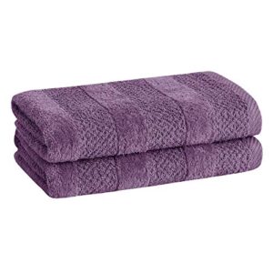 cannon shear bliss quick dry 100% cotton hand towels (16" l x 26" w), slim lightweight design, textured dual weave, low lint absorbent (2 pack, plum)…