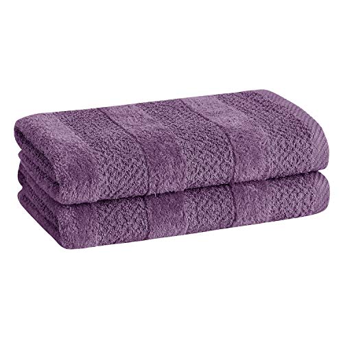 CANNON Shear Bliss Quick Dry 100% Cotton Hand Towels (16" L x 26" W), Slim Lightweight Design, Textured Dual Weave, Low Lint Absorbent (2 Pack, Plum)…