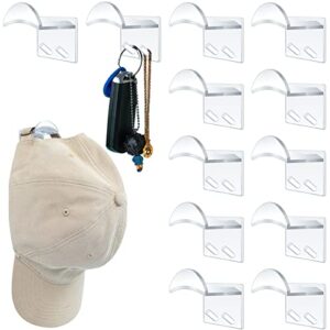 hat hooks for wall adhesive,hat racks for baseball caps standing with 2 small hooks, hat rack display hat holder cap hangers organizer for boys room (12pack-clear)
