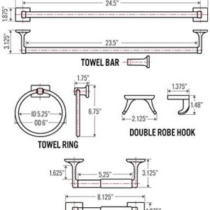 Bennington Redwood Series 4 Piece Bath Hardware Bathroom Accessory Set, Brushed Nickel