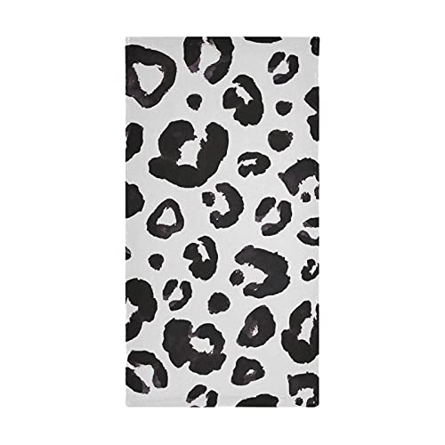 Leopard Print Cheetah Black White Towels Set of 2 Hand Towel Absorbent Face Towel Soft Dish Towels for Gym Bath Kitchen Decor 28x14 Inches