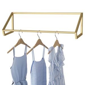 Wall-Mounted Garment Rack ,Modern Simple Clothing Store Heavy Metal Display Stand Garment Bar,Clothes Rail,Bathroom Hanging Towel Rack,Multi-purpose Hanging Rod for Closet Storage (Gold Square Tube,39.4"L)