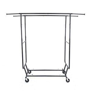 Rackaphile Collapsible Adjustable Double Rail Rolling Clothing Garment Drying Rack, Chrome Finish