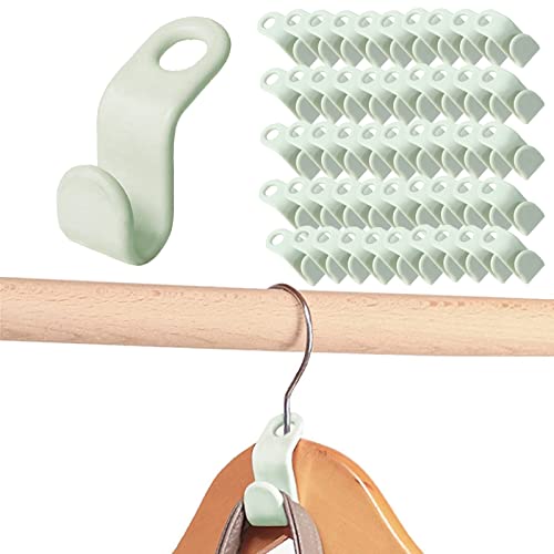 Clothes Hanger Connector Hooks, 50PCS Cascading Clothes Hangers for Heavy Duty Space Saving Cascading Connection Hooks for Clothes Closet（Green）