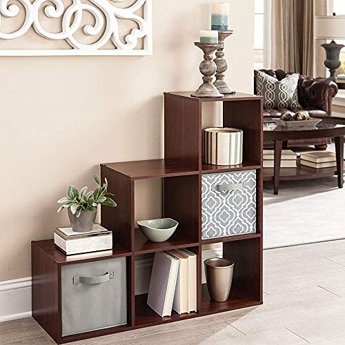 ClosetMaid 3 Tier Free Standing Wooden Cubical Organizer with 6 Cubes Slotted Design for Added House Storage, Dark Cherry (2 Pack)