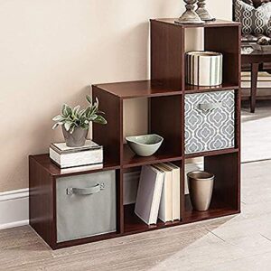 ClosetMaid 3 Tier Free Standing Wooden Cubical Organizer with 6 Cubes Slotted Design for Added House Storage, Dark Cherry (2 Pack)