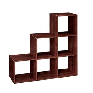 ClosetMaid 3 Tier Free Standing Wooden Cubical Organizer with 6 Cubes Slotted Design for Added House Storage, Dark Cherry (2 Pack)