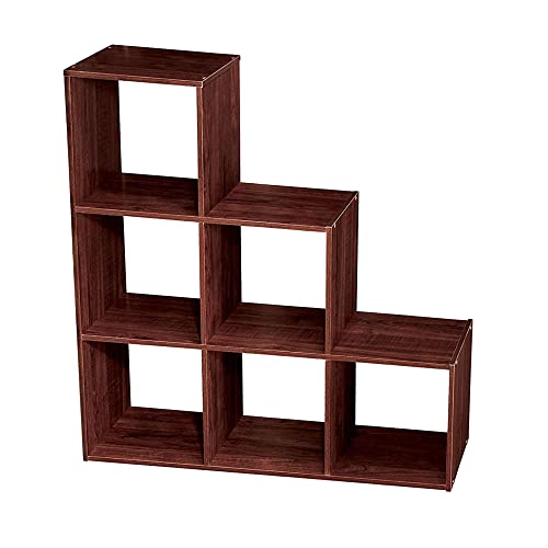 ClosetMaid 3 Tier Free Standing Wooden Cubical Organizer with 6 Cubes Slotted Design for Added House Storage, Dark Cherry (2 Pack)