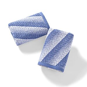 YiLUOMO Diagonal Striped Pattern Hand Towels Set of 2 Blue Color Fade Design 100% Cotton Absorbent Soft Towel for Bathroom 13 x 29 Inch