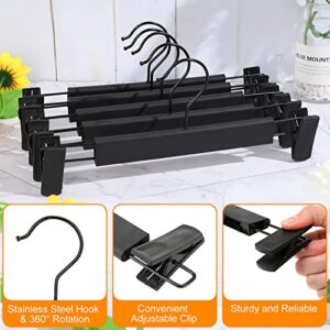 50 Pieces Pants Hangers with Clips Plastic Clothes Hanger Black Skirt Hangers Jean Hangers with 360 Rotatable Hook and 2 Adjustable Anti Rust Clips Trouser Hangers for Closet