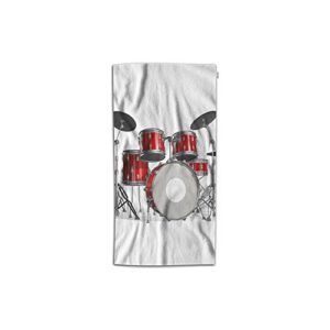 moslion music hand towel rock n roll jazz musical instrument cool drum set for show concert party towel soft microfiber face hand towel kitchen bathroom for kids baby men 15x30 inch red silver white