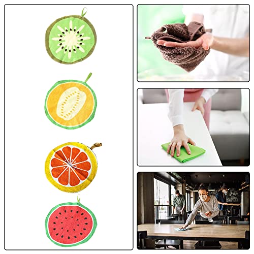 YEEKIDAIJ 4 Pcs Hanging Fruit Hand Towel Soft Hand Dry Towel Absorbent Washcloth with Hanging Loop for Kitchen Bathroom Use