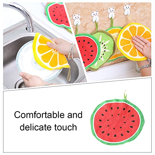 YEEKIDAIJ 4 Pcs Hanging Fruit Hand Towel Soft Hand Dry Towel Absorbent Washcloth with Hanging Loop for Kitchen Bathroom Use