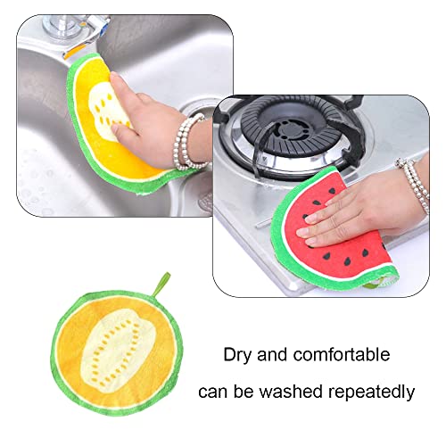 YEEKIDAIJ 4 Pcs Hanging Fruit Hand Towel Soft Hand Dry Towel Absorbent Washcloth with Hanging Loop for Kitchen Bathroom Use